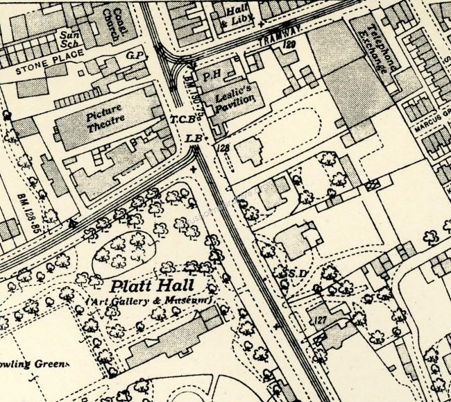 Map showing Pavilion top centre