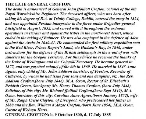 The late General Crofton obituary