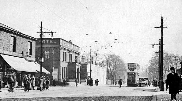 Hoardings hiding Pavilion to the right