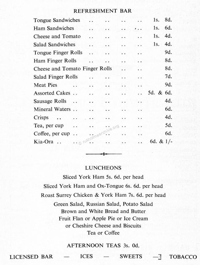 Flower Show Refreshment Prices