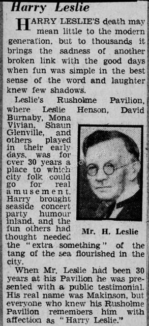 Harry Leslie Obituary
