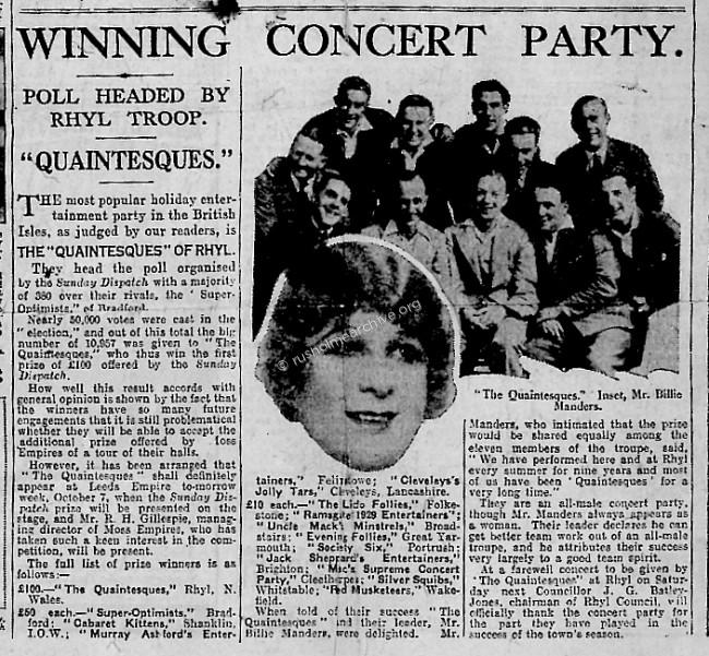 Winning Concert Party, Quaintesques.