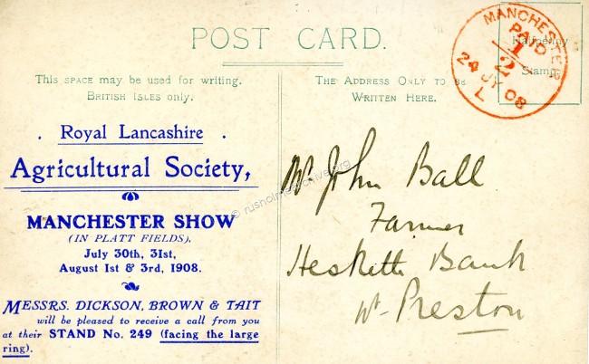 Dickson Tait Seedsmen 1908 Invite to show