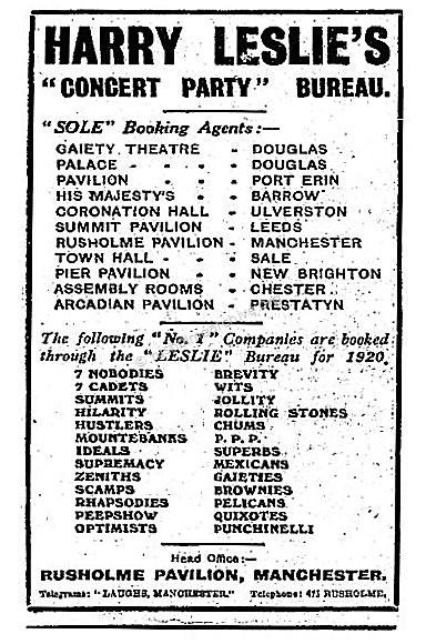 Harry Leslie Booking  Agency advert