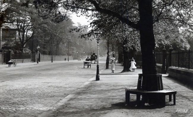 Wilmslow Rd, looking south, Platt Abbey to left