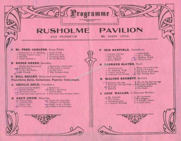 Rusholme Pavilion Programme 1908
