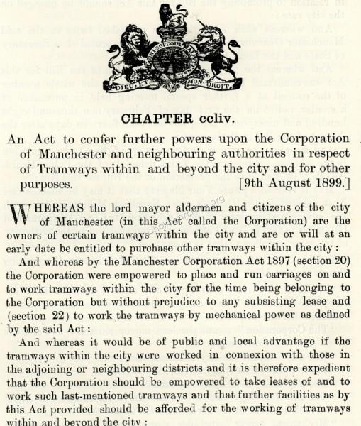 1899 Manchester Trams Act (extract)