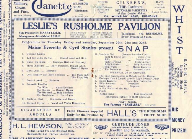 Rusholme Pavilion Programme