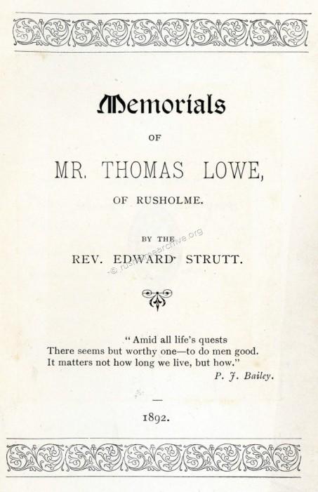 Memorials of Thomas Lowe
