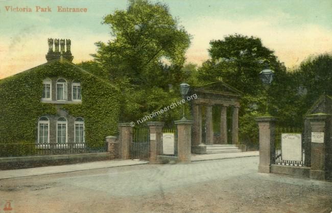 Victoria Park, Oxford Rd entrance, card dated 1909