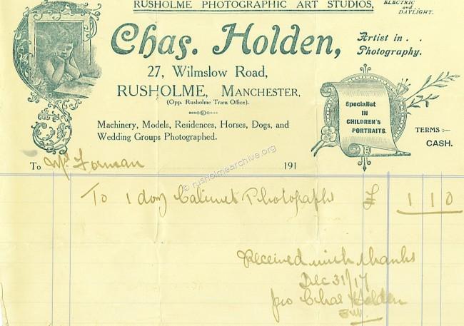 Charles Holden receipt
