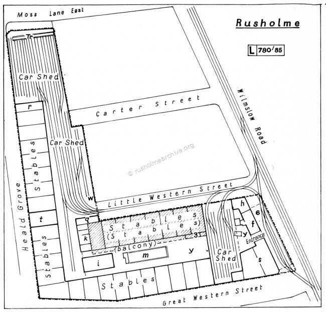 Plan of Rusholme Tram depot
