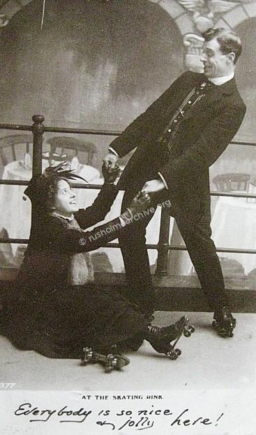 Lady being helped to her feet